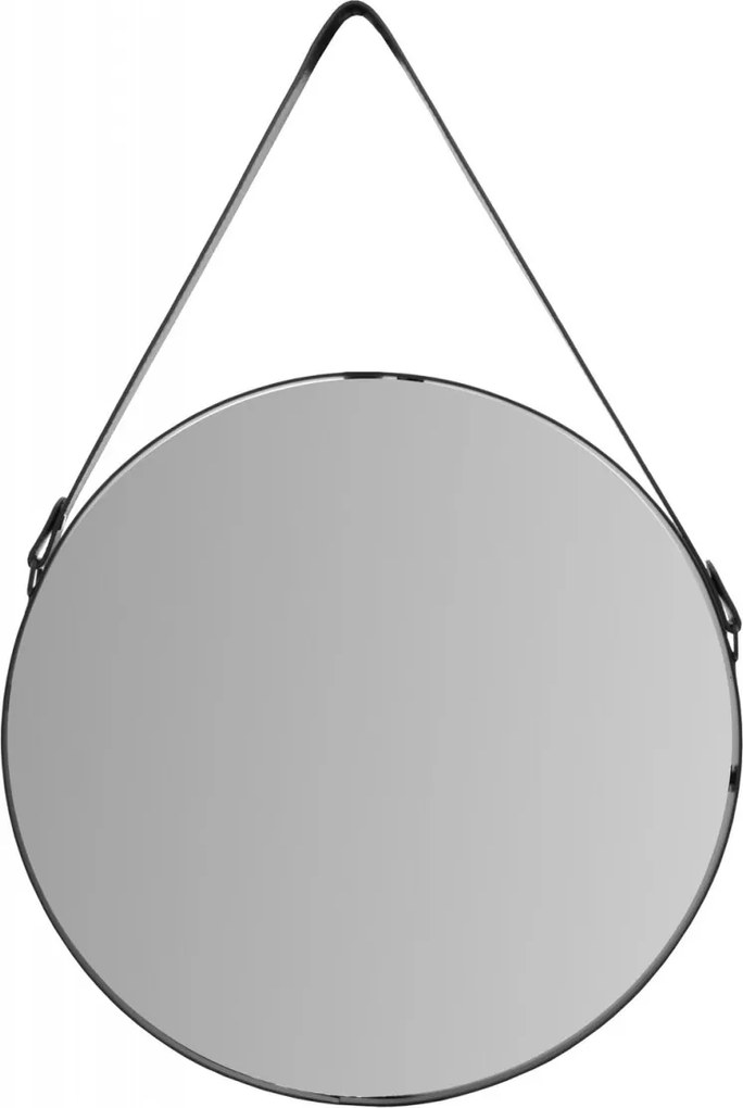 Tutumi Kulaté zrcadlo Loft 65 cm se závěsným páskem černá