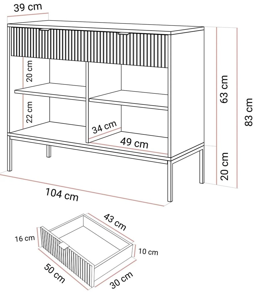 Komoda CORA kašmír 104 cm + čierna