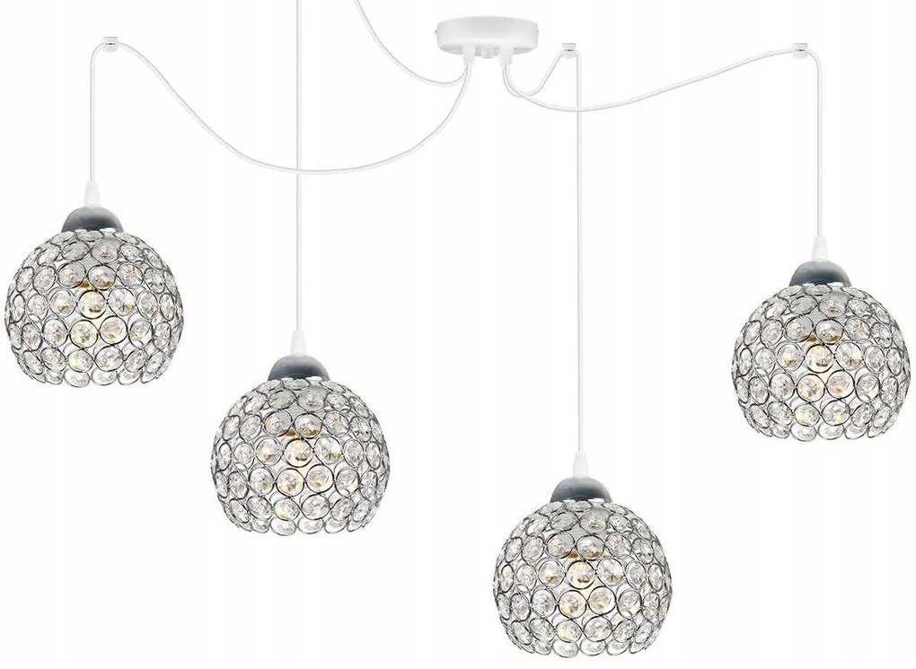 Závesné svietidlo Crystal Spider, 4x strieborné krištáľové tienidlo, (chrómové uchytenie), w