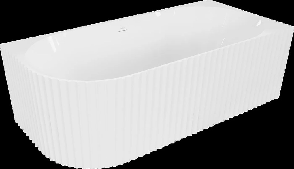 Mexen Gia, voľne stojaca rohová vaňa, drážkovaná, pravá, 150 x 75 cm, biela matná, 52701507501P-SS