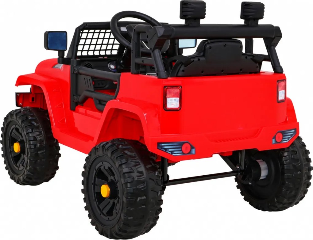 Ramiz Autíčko na batérie Jeep Dark Night pre deti Červené + pomalý štart + EVA + LED Audio