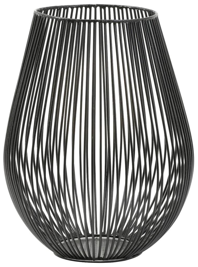 Kovový svietnik VENADE, matt black, Ø16x20 cm (L)