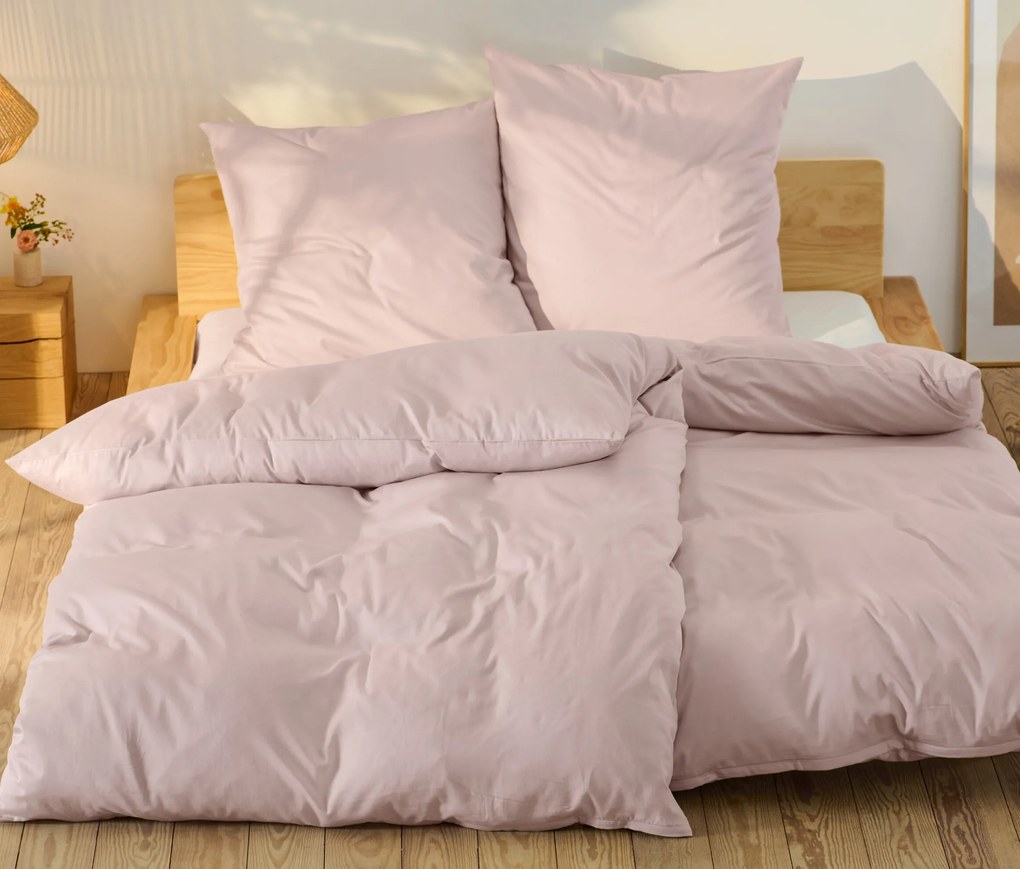 Posteľná bielizeň z bavlny a saténu, ružová, štandardná veľkosť