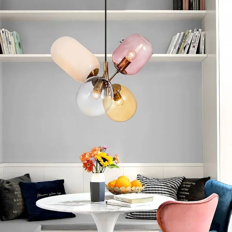 Toolight Toolight, Stropné svietidlo zo skla viacfarebné E14 60W APP436-4C, OSW-00565