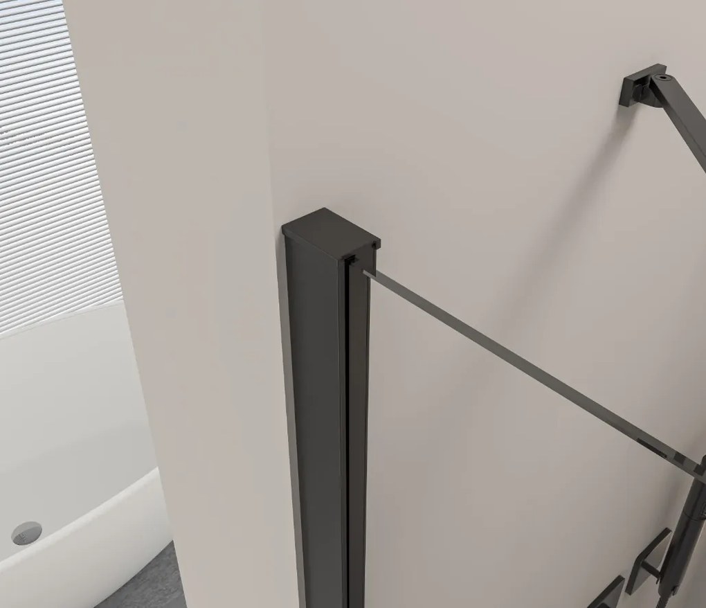 Erga Bern Double, sprchový kút s 2-krídlovými dverami 110(dvere) x 110(dvere) x 195 cm, 6mm číre sklo, čierny profil, ERG-V02-BERN-D110D110-CL-BK