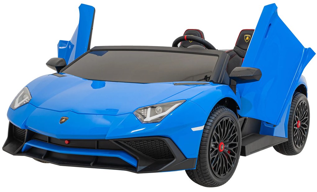 Autíčko Lamborghini Aventador SV na batérie pre 2 deti Modré + 2,4 GHz diaľkové ovládanie + EVA pena + audio LED