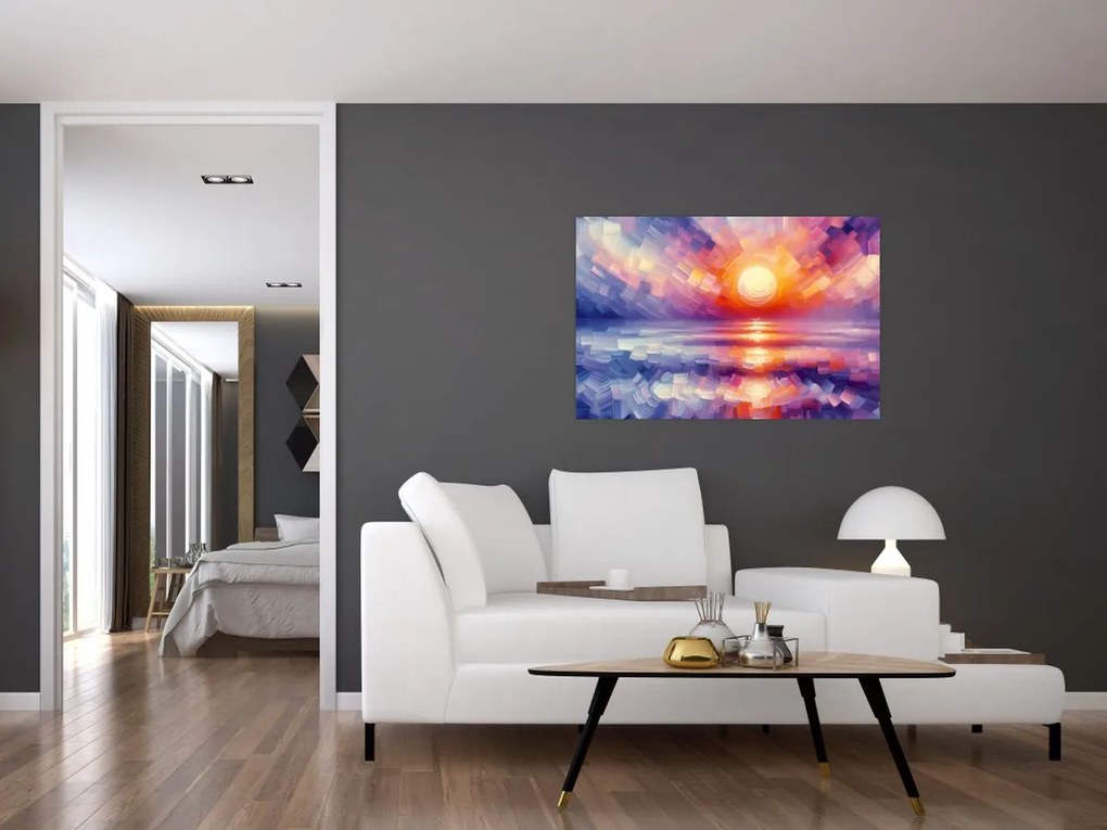 Obraz - Farebný umelecký západ slnka (90x60 cm)