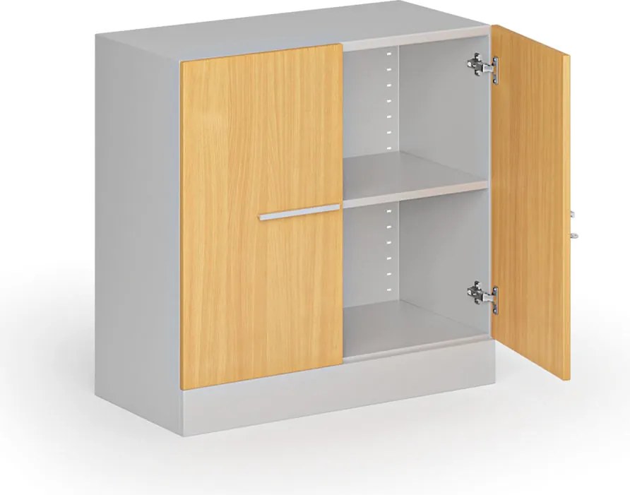 Kovová spisová skriňa s drevenými dverami, demontovaná, 800 x 800 x 400 mm, buk