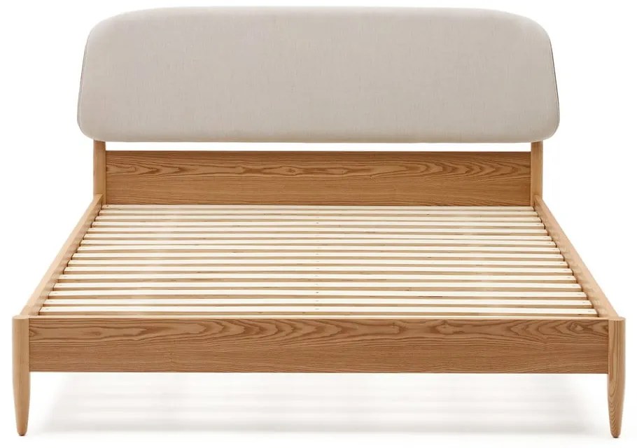 Dvojlôžková posteľ z jaseňového dreva s roštom v béžovo-prírodnej farbe 160x200 cm Octavia – Kave Home