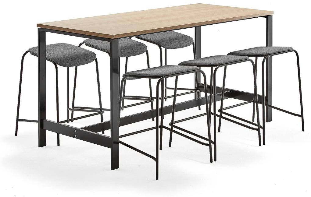 Zostava rokovacieho nábytku: Stôl Various + 6 stoličiek Attend, antracit