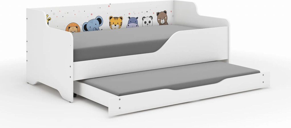 Wooden Toys Detská posteľ LILU 160x80 MINI ZOO s funkciou spania
