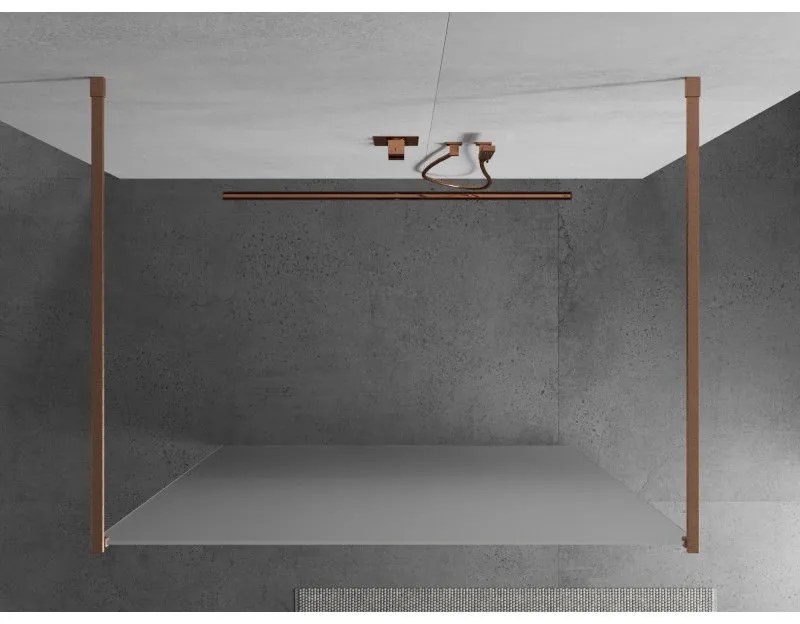 Mexen Kioto, sprchová zástena Walk-In 100 x 200 cm, 8mm sklo námraza, medený matný profil, 800-100-002-65-30