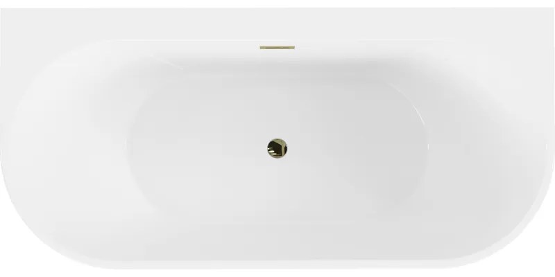 Mexen Oval+, voľne stojaca vaňa ku stene 170 x 80 cm, biela lesklá, zlatý lesklý prepad, 52681708000-50