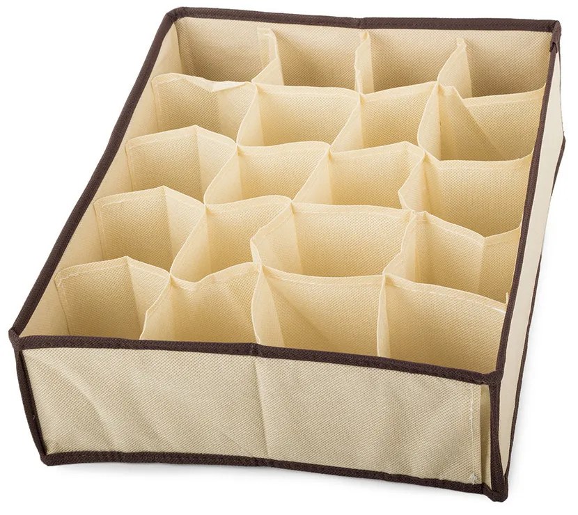 Organizér na spodnú bielizeň, KIPIT, 20 priehradiek, béžový, 35 x 27 x 10 cm