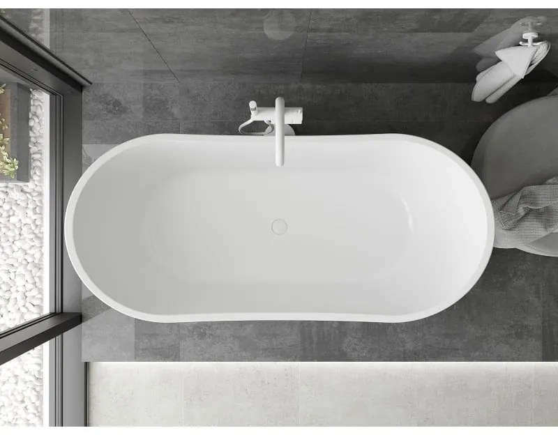 Mexen Montana, voľne stojaca vaňa 170 x 80 cm, biela-čierna, biely prepad, 52011708075-20