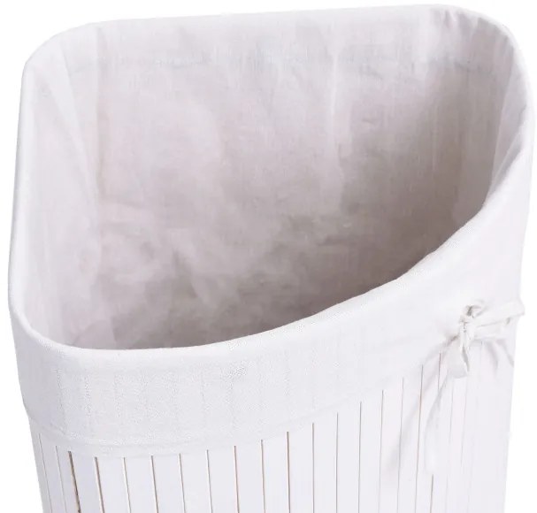 Rohový kôš na bielizeň 60 l bambusový biely