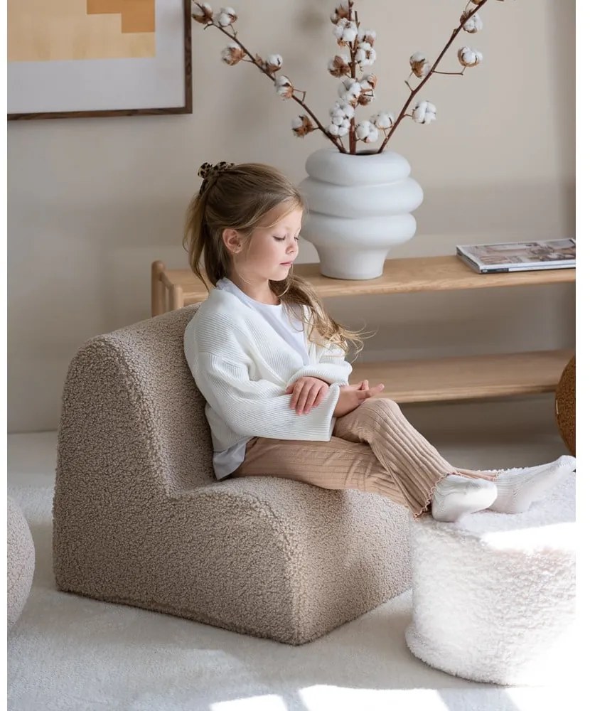 Krémový detský puf z textílie buklé – Wigiwama