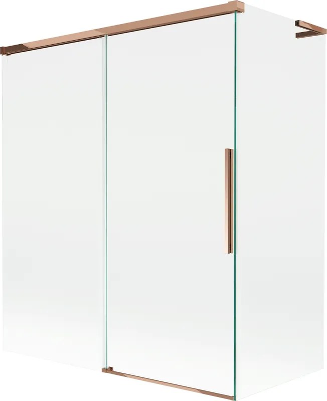 Mexen Rox, L posuvná 2-krídlová vaňová zástena 140 + 70 x 150 cm, 8mm číre sklo, ružové zlato profil, 8C9L-140-070-60-00