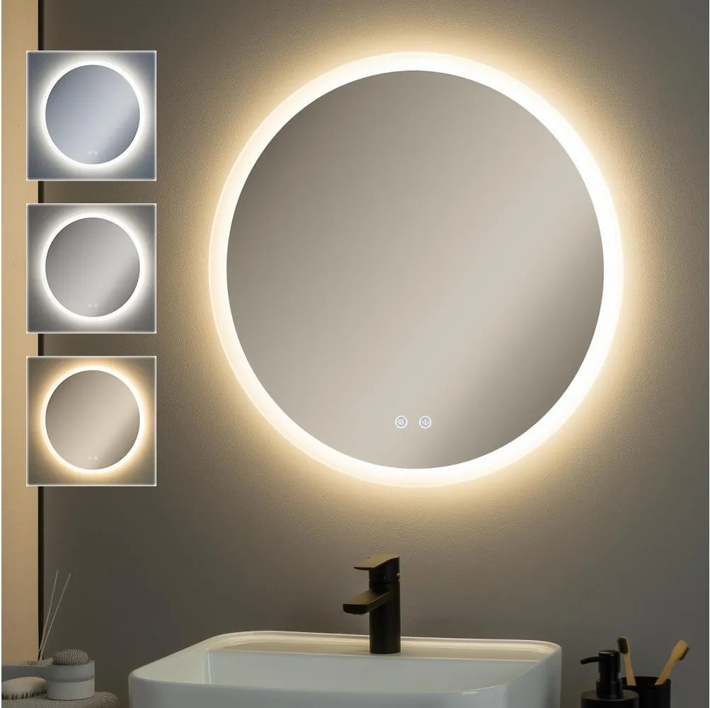 Brilagi - LED stmievateľné vyhrievané zrkadlo s podsvietením CLARA PRO LED/19W/230V pr. 60 cm IP44