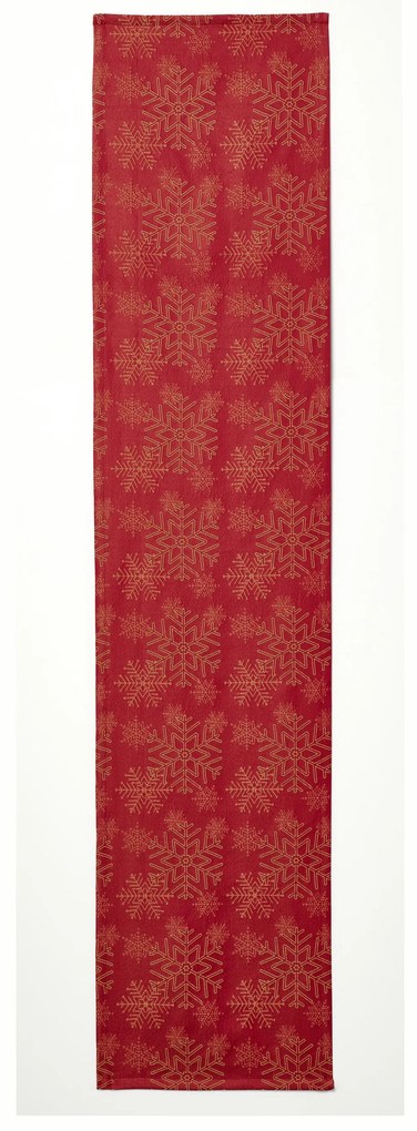 Žakárový behúň na stôl, červený