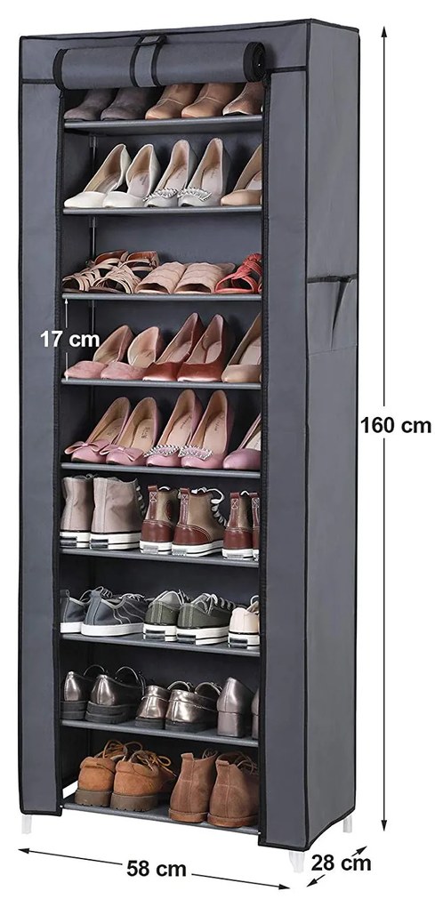 Šatníková textilná skriňa Peeph sivá