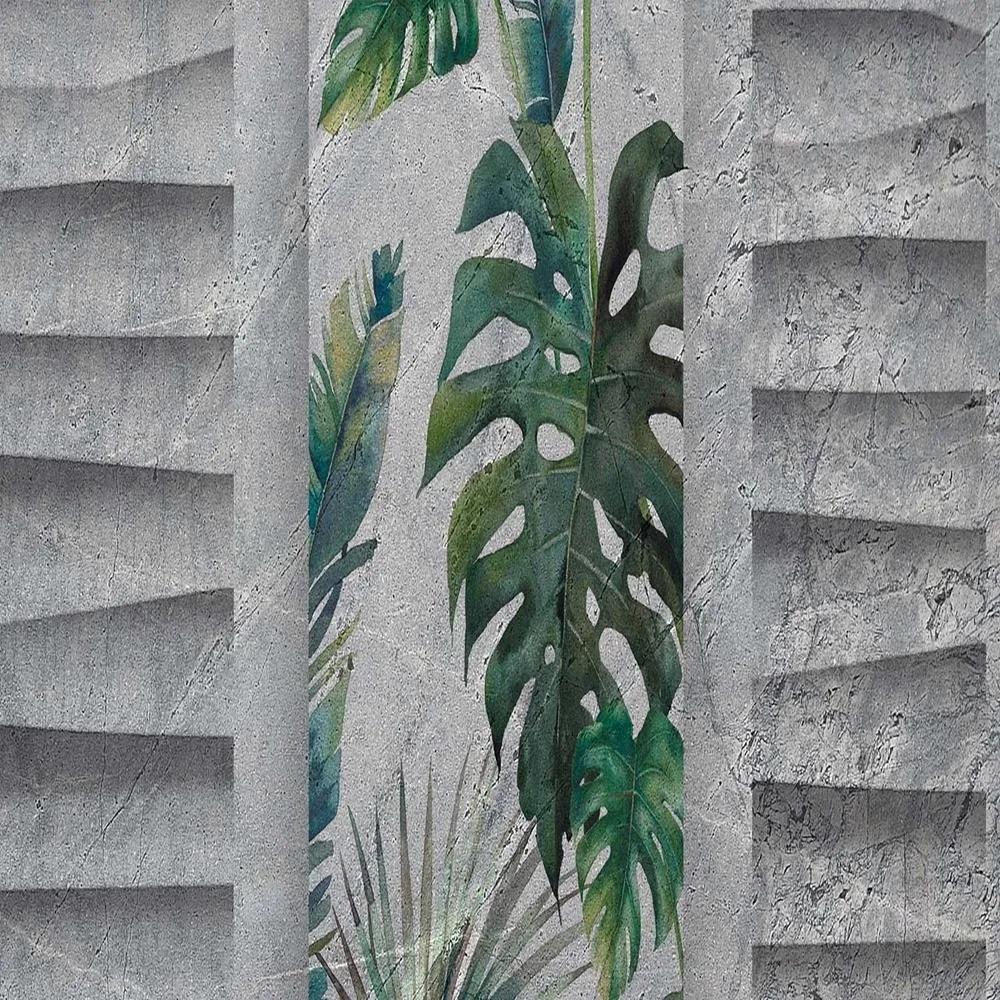 Ozdobný paraván Monstera Listy Příroda - 145x170 cm, štvordielny, korkový paraván