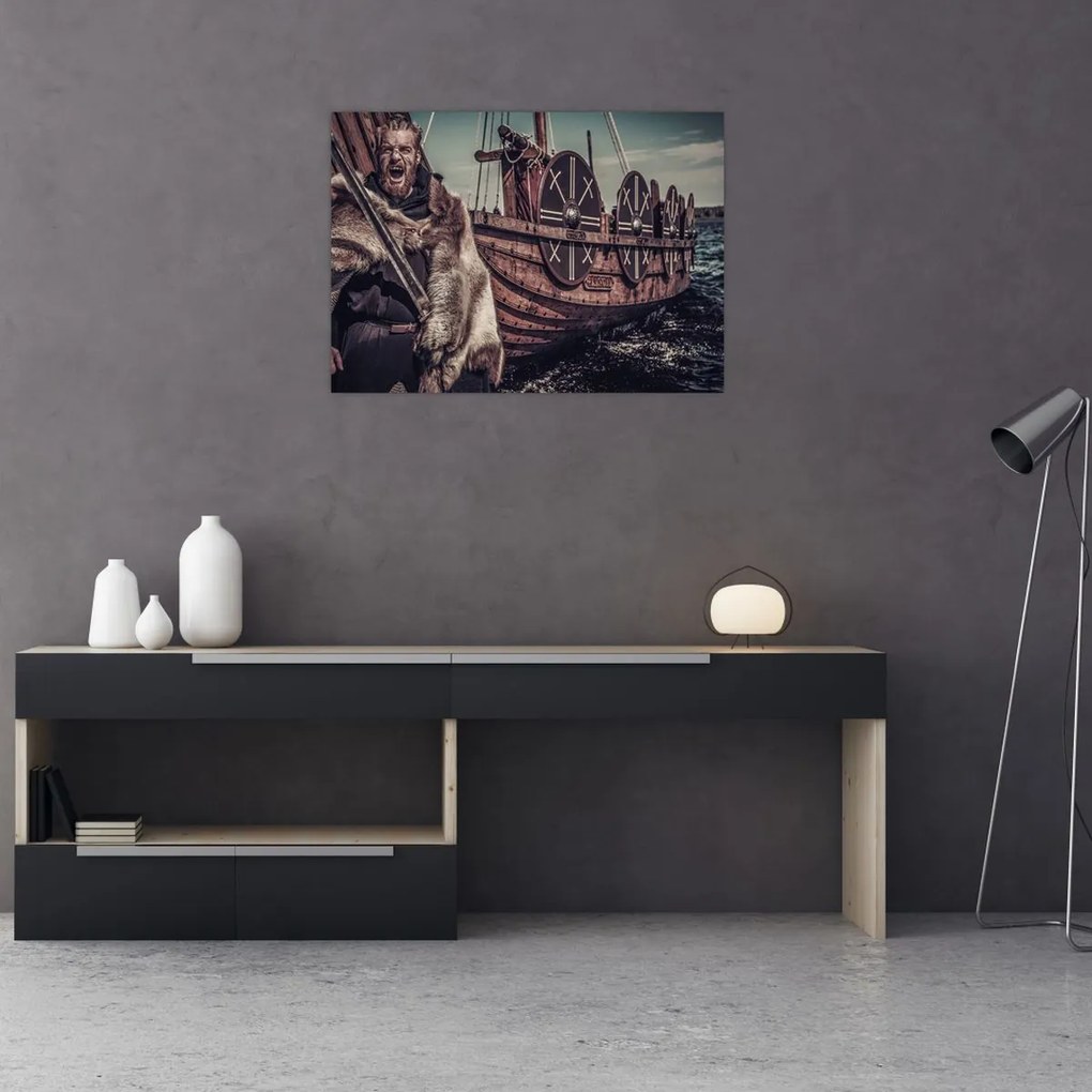 Sklenený obraz - Vikingský bojovník (70x50 cm)