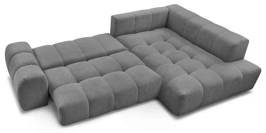 Tmavosivá ženilková rozkladacia/s úložným priestorom rohová pohovka (pravý roh/do L) Everest – Bobochic Paris