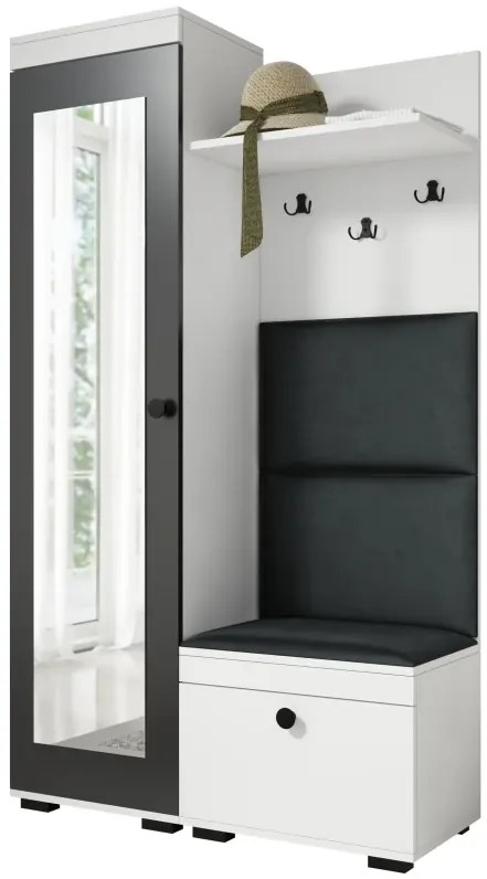 Predsieňová stena Duo, ľavá, biela/+police