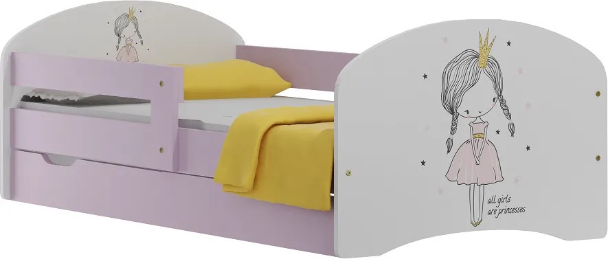MAXMAX Detská posteľ so zásuvkami RUŽOVÁ PRINCEZNA 180x90 cm