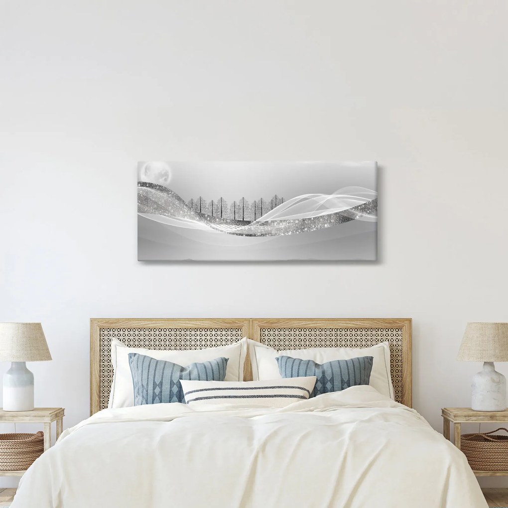Obraz - Strieborná krajina (120x50 cm)