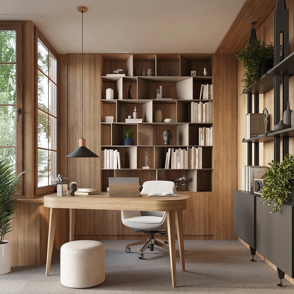 Závesné svietidlo Jaga, 1x čierne kovové tienidlo, drevo