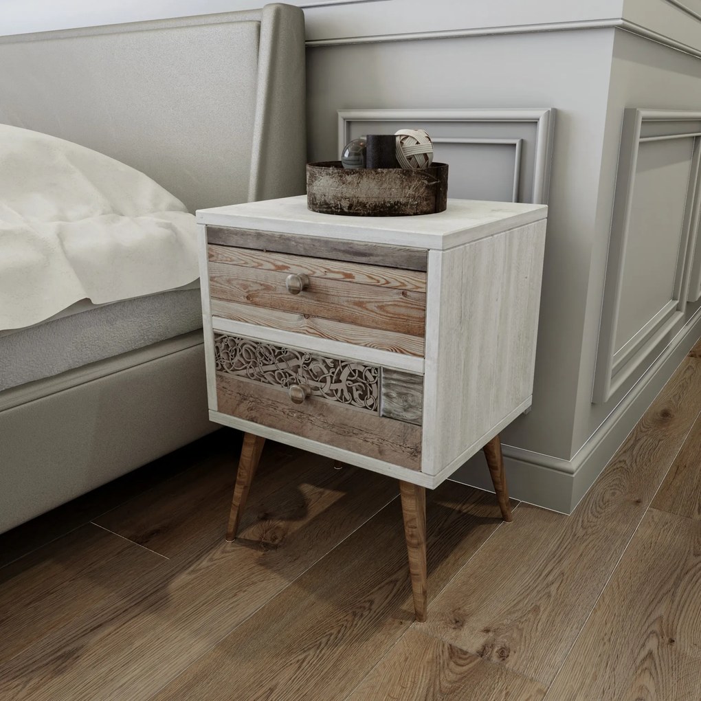 Sconto Nočný stolík LIZA MALMÖ biela/orech