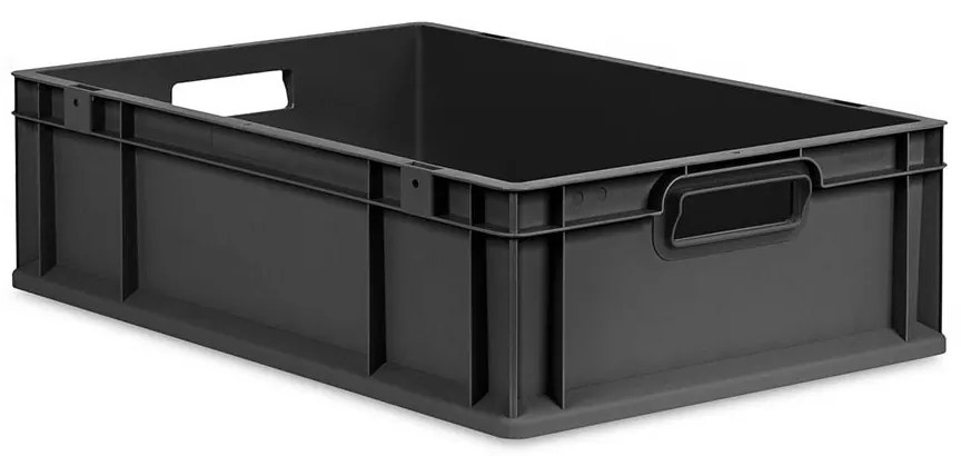 Sada 5 kusov - Eurobox Next Gen 2.0 Cycle - Stohovateľný kontajner s otvorenými rukoväťami - 600 x 400 x 170 mm - Antracit