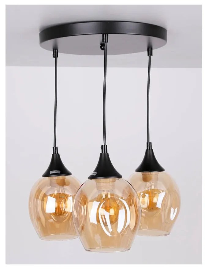 Čierne závesné svietidlo so skleneným tienidlom Aspa - Candellux Lighting
