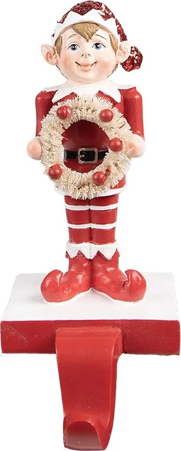 Červený vešiak na pančuchy Elf - 11*8*20 cm
