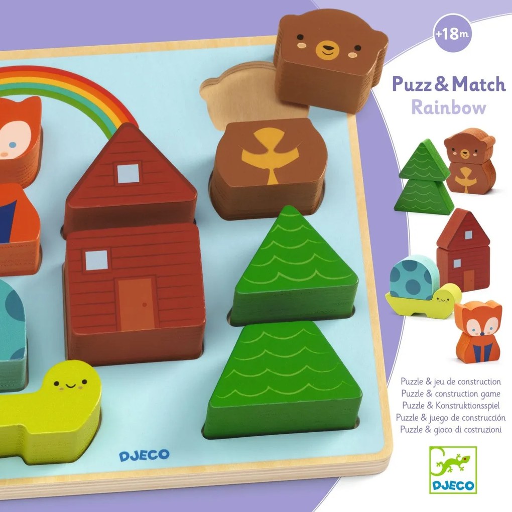 Puzzle & stavebnica 2v1 - Zvieratká pod dúhou