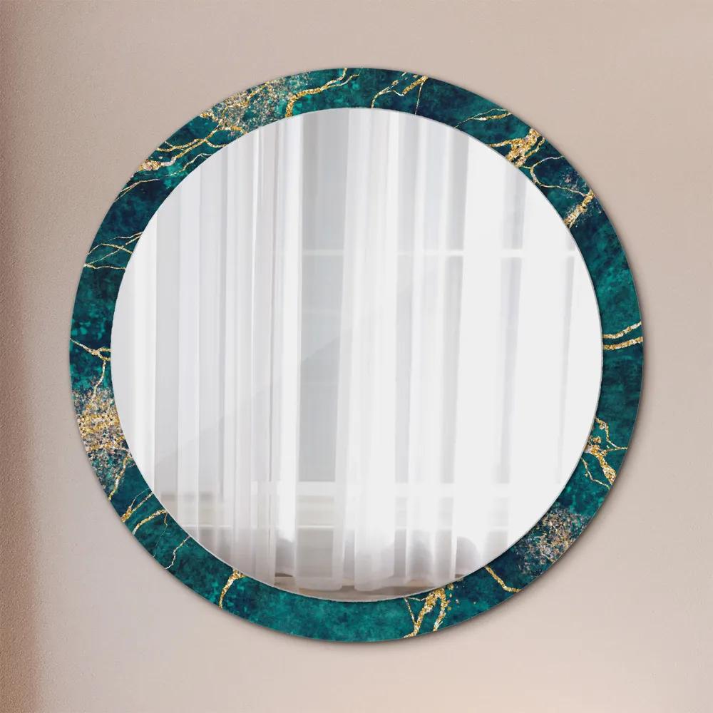Okrúhle ozdobné zrkadlo na stenu Zelený malachitový mramor fi 100 cm