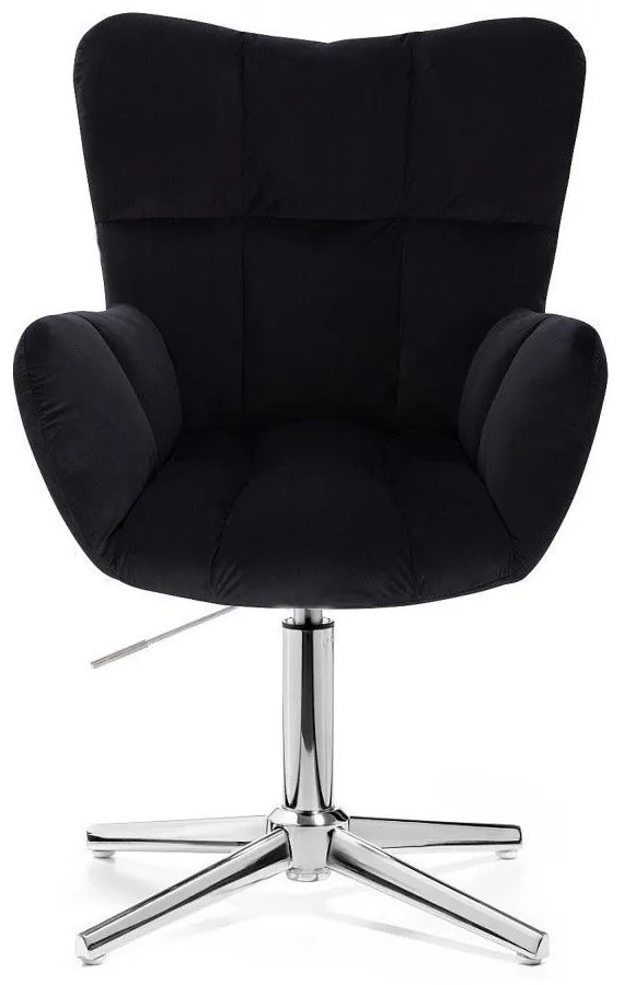 LuxuryForm DESIGN Otočné kreslo AURORA VELUR na striebornom kríži - čierne