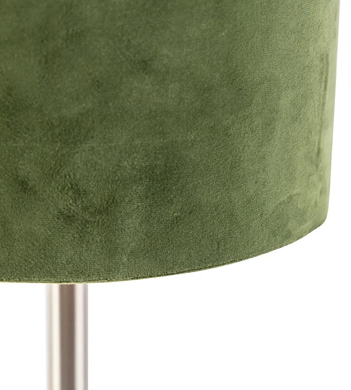 Stolná lampa z ocele so zeleným tienidlom 25 cm - Simplo