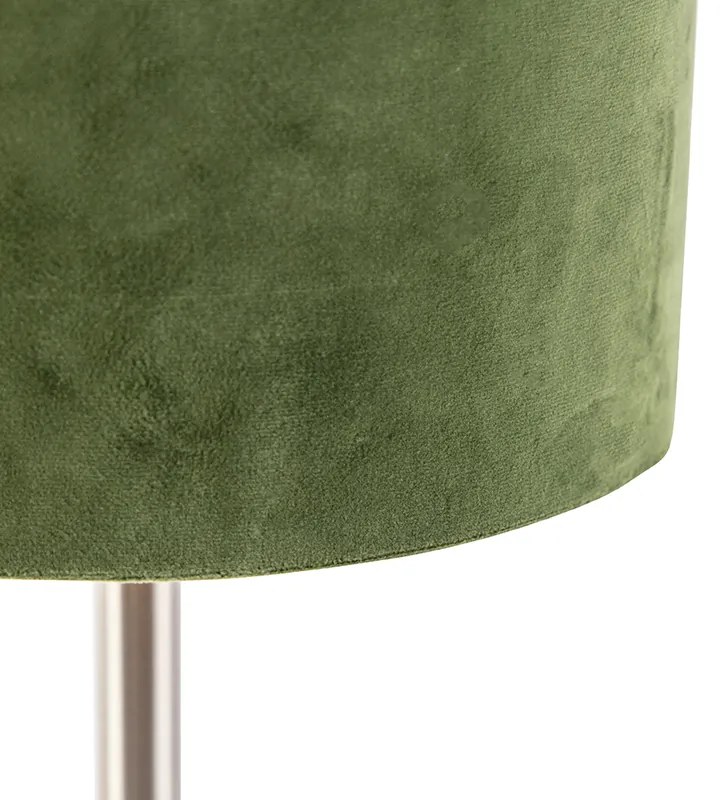 Stolová lampa oceľ so zeleným tienidlom 25 cm - Simplo