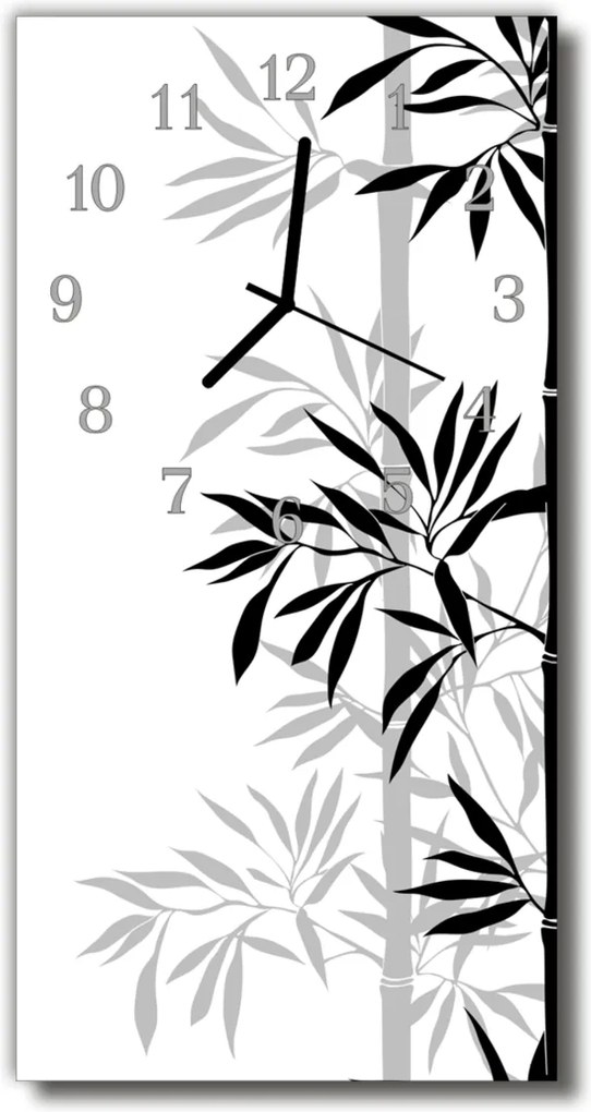 Sklenené hodiny vertikálne  Príroda Bambusová biela