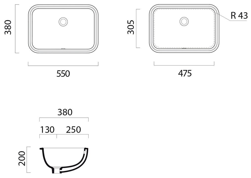 GSI GSI, PURA/CLASSIC keramické umývadlo pod dosku 38x55cm, bielá ExtraGlaze, 724311