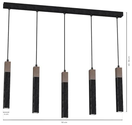 Luster na lanku SOLO 5xGU10/MR11/40W/230V čierna