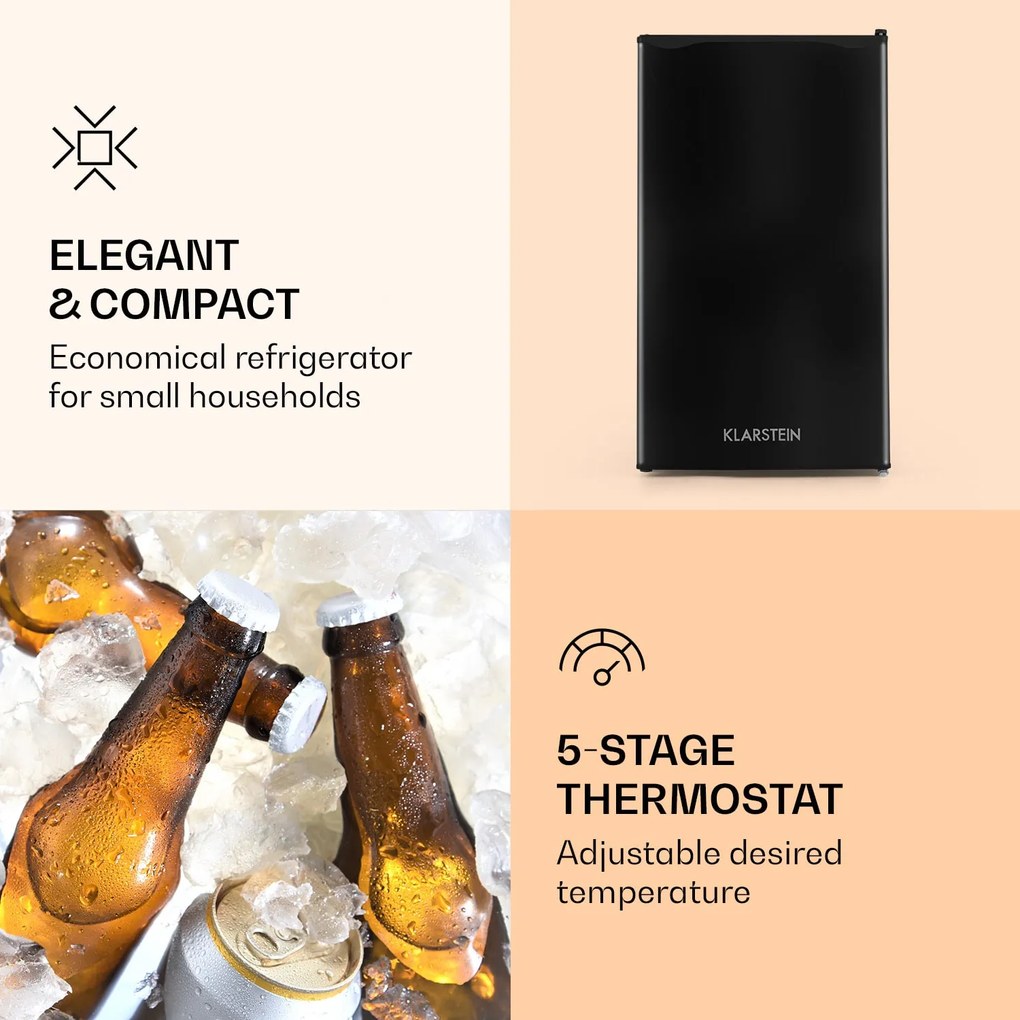 Klarstein Alleinversorger, chladnička, 91 l, energet. trieda F, 2 poschodia mraziaceho priečinku, čierna