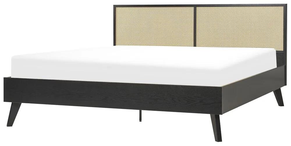 Ratanová posteľ 180 x 200 cm čierna MONPAZIER Beliani