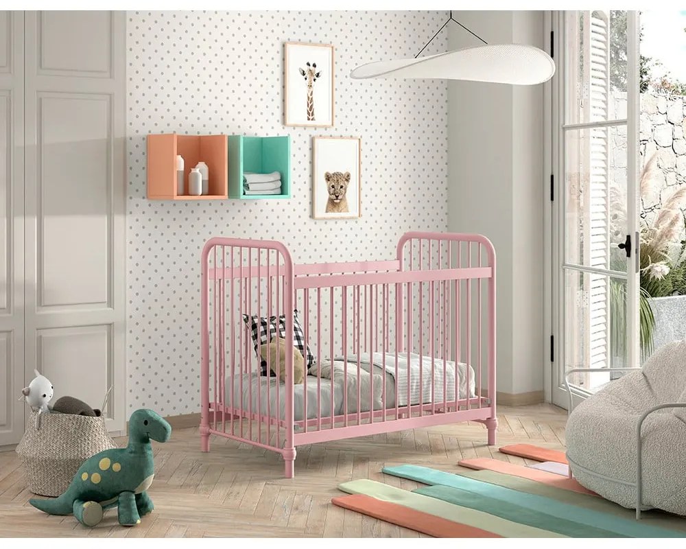 Ružová kovová postieľka 60x120 cm BRONXX – Vipack