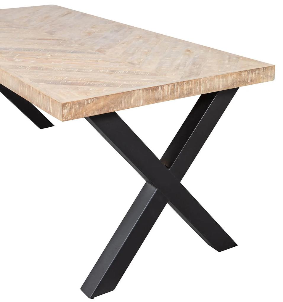 Jedálenský stôl tablo 200 x 90 cm nohy do tvaru x mangový herringbone MUZZA