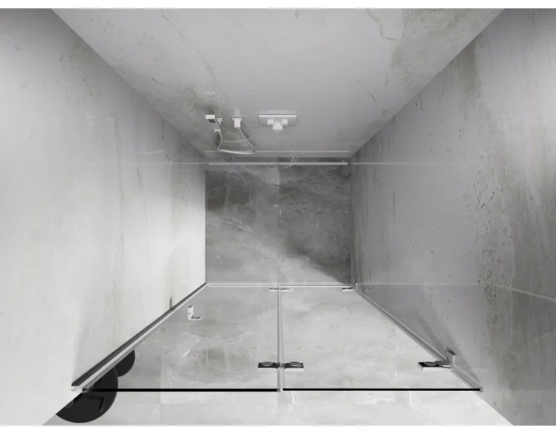 Mexen, Mexen Lunar-F pravé sklápacie sprchové dvere 60 cm, transparentné, biele - 836-060-000-20-00-P