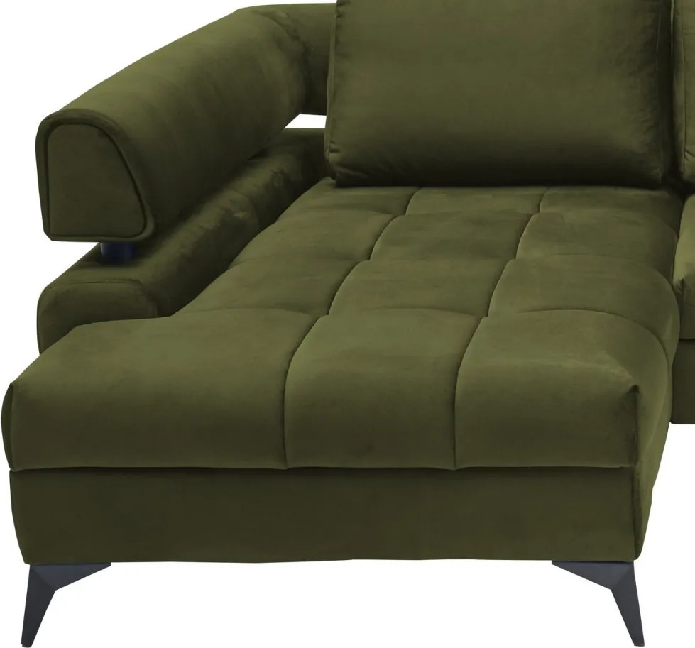 Rohová sedacia súprava Paris, machová zelená látka, ľavý roh